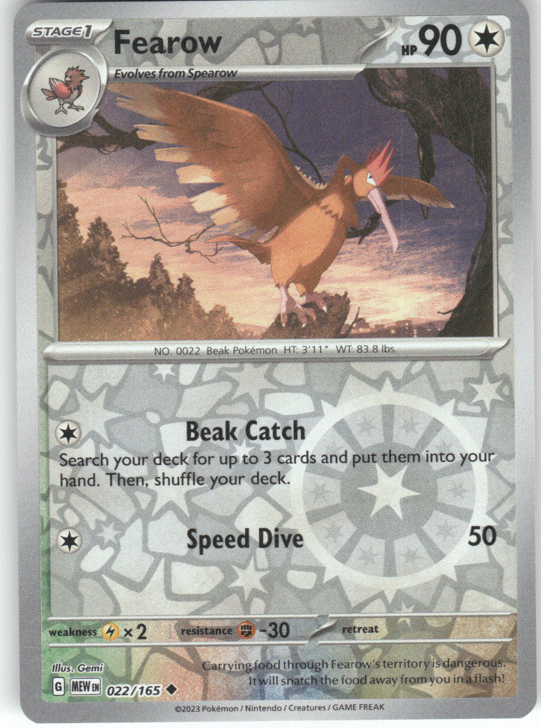 Fearow Reverse Holo Uncommon SV: Scarlet & Violet 151 022/165 NM