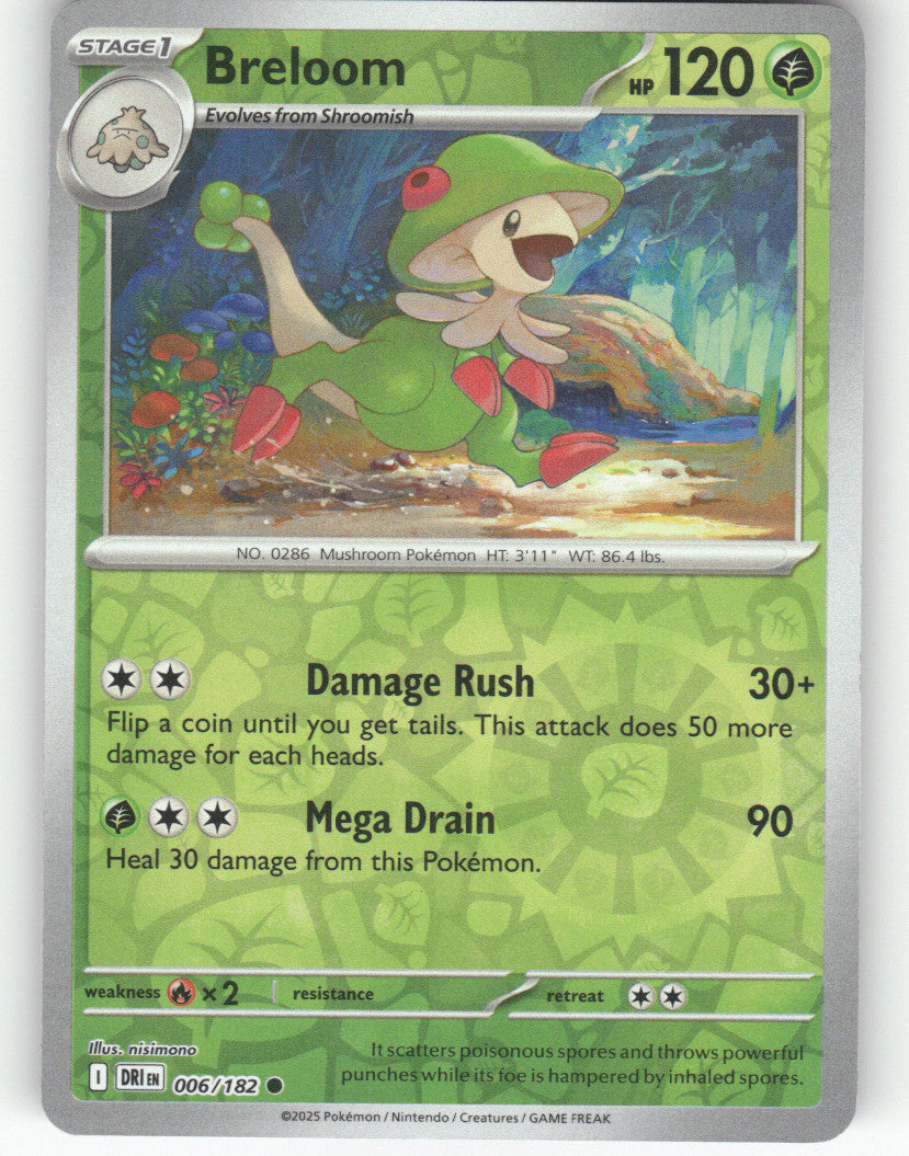 Breloom Reverse Holo Common SV10: Destined Rivals 006/182 NM