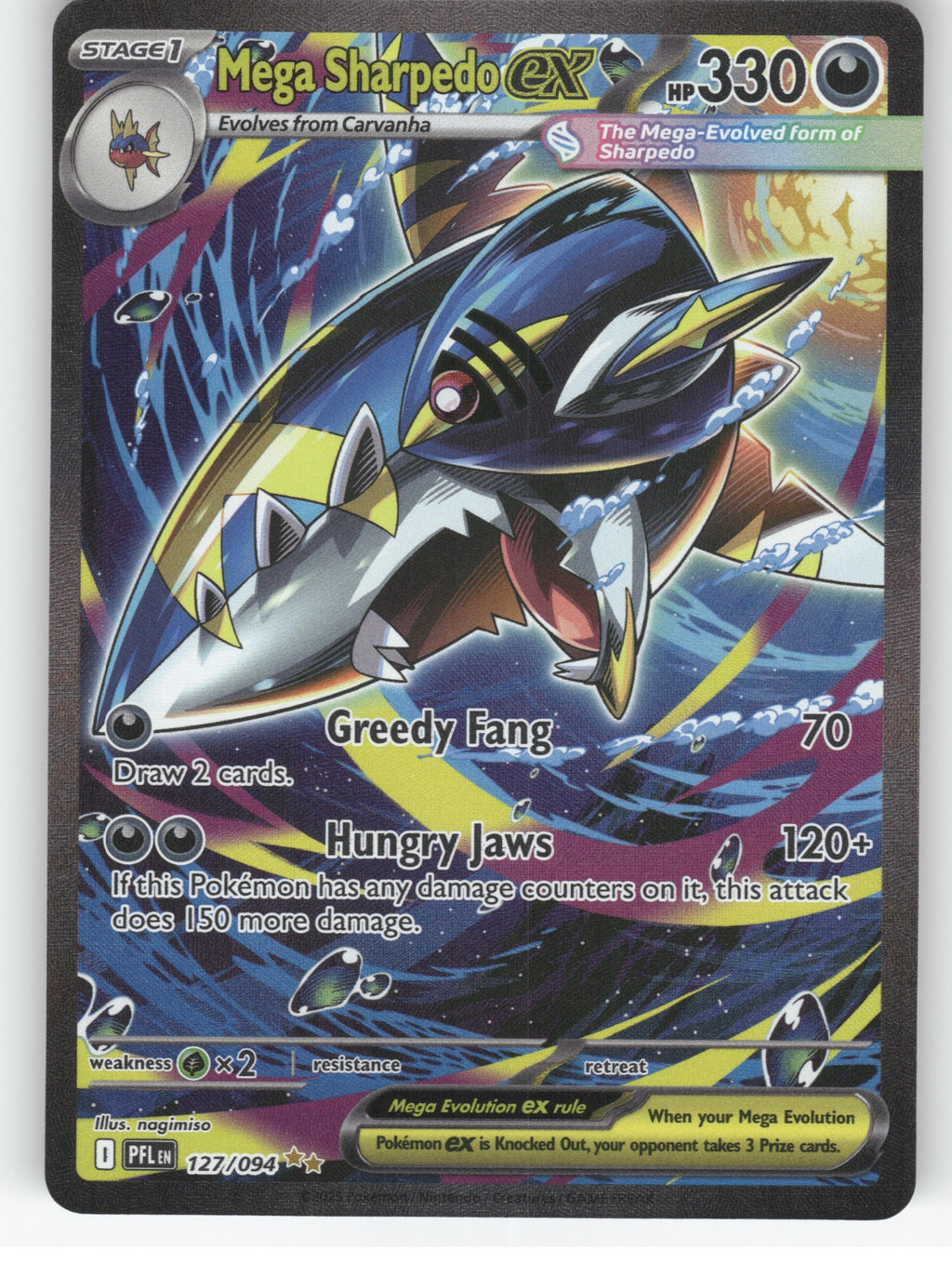 Mega Sharpedo ex Holo Special Illustration Rare ME02: Phantasmal Flames 127/094