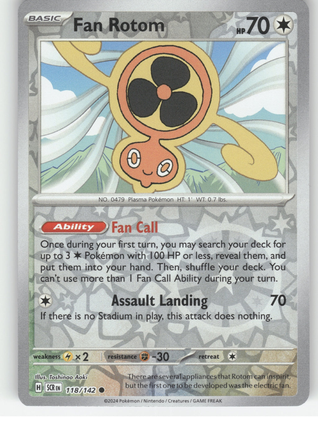 Fan Rotom Reverse Holo Common SV07: Stellar Crown 118/142 NM