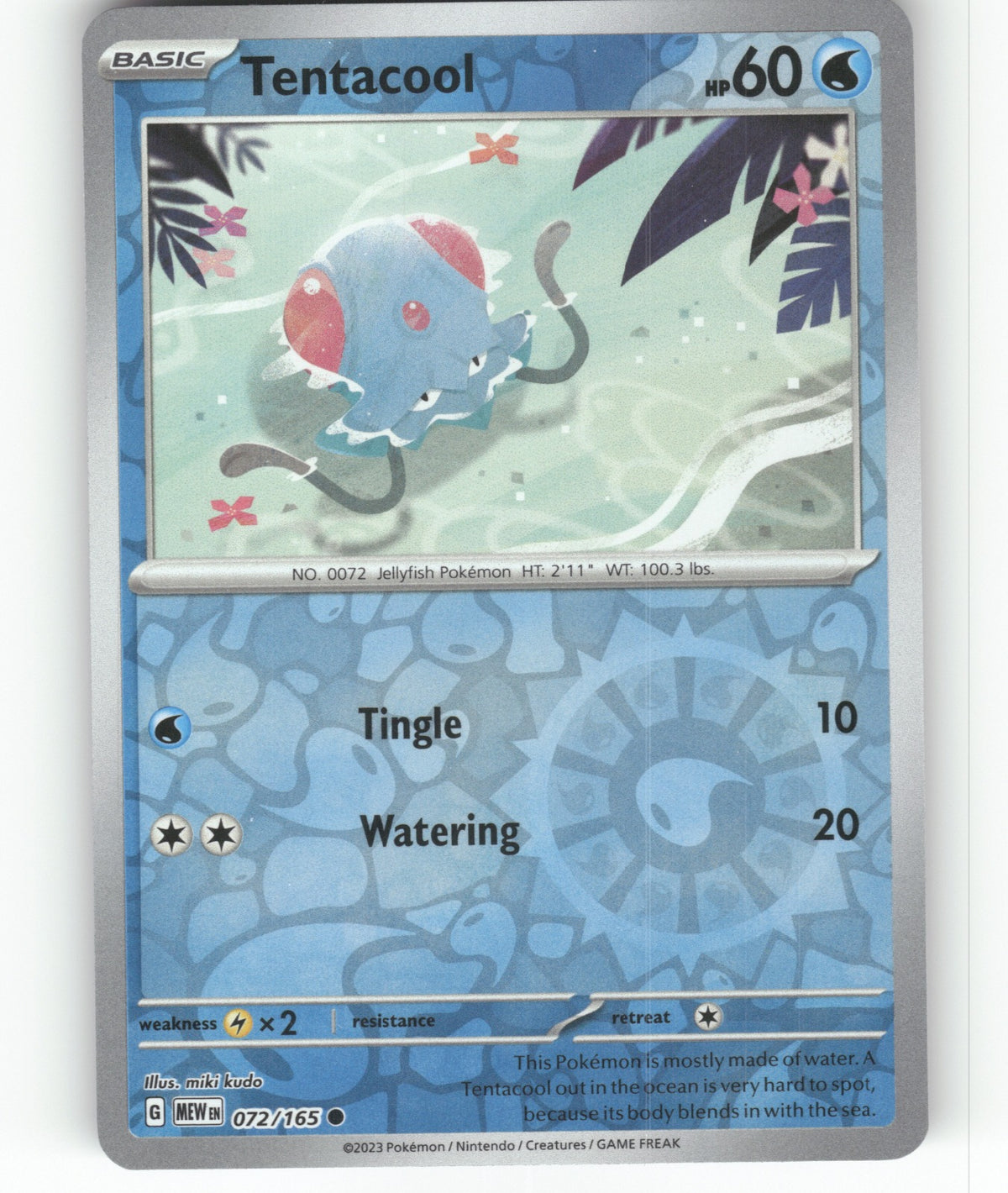 Tentacool Reverse Holo Common SV: Scarlet & Violet 151 072/165 NM