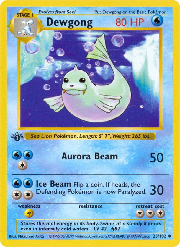 Dewgong 1st Edition Uncommon Base Set (Shadowless) 025/102 MP