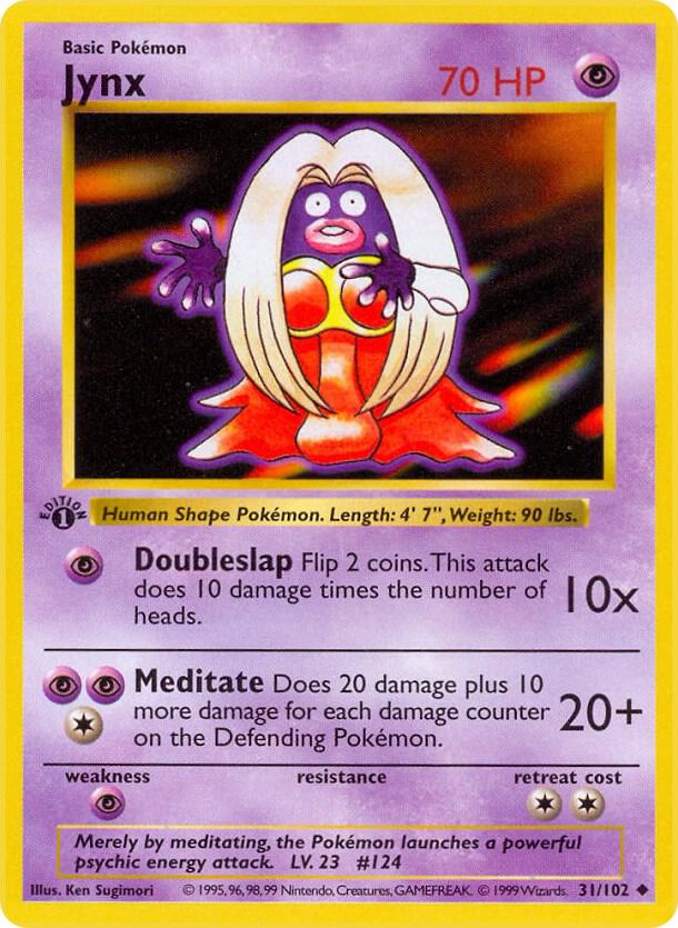Jynx Unlimited Uncommon Base Set (Shadowless) 031/102 DMG