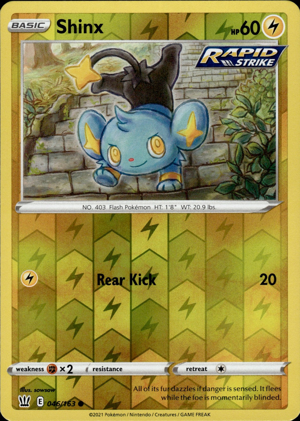 Shinx Reverse Holo Common SWSH05: Battle Styles 046/163 NM