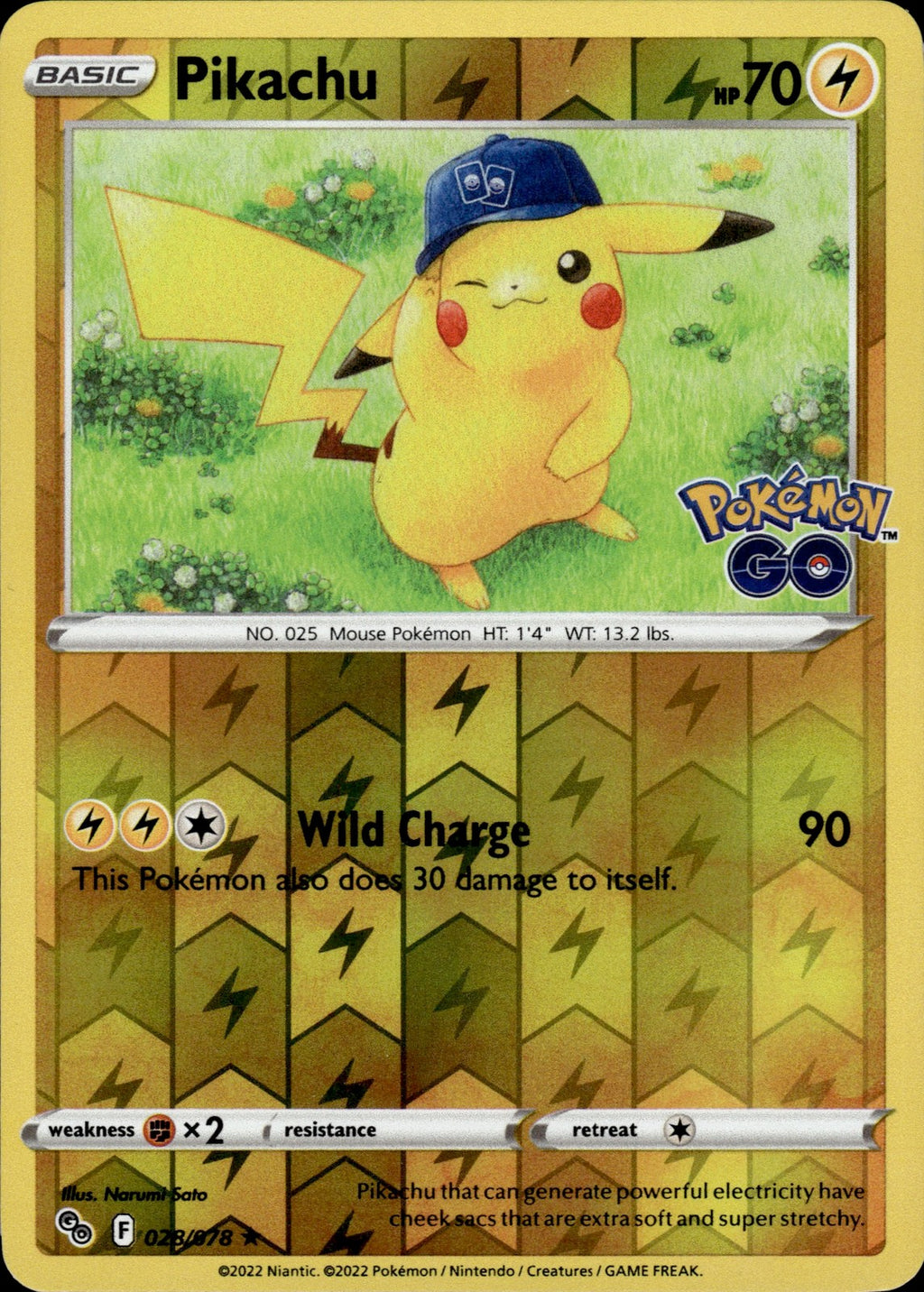 Pikachu (28) Reverse Holo Holo Rare Pokemon GO 028/078 NM