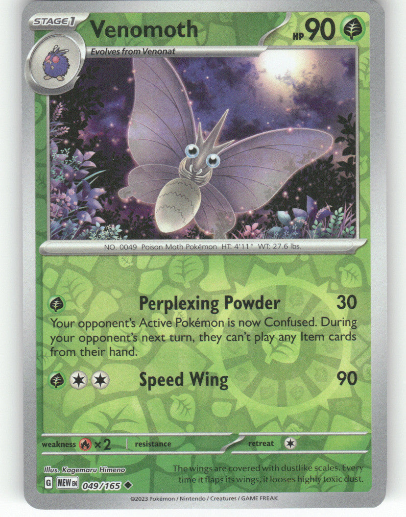 Venomoth Reverse Holo Uncommon SV: Scarlet & Violet 151 049/165 NM