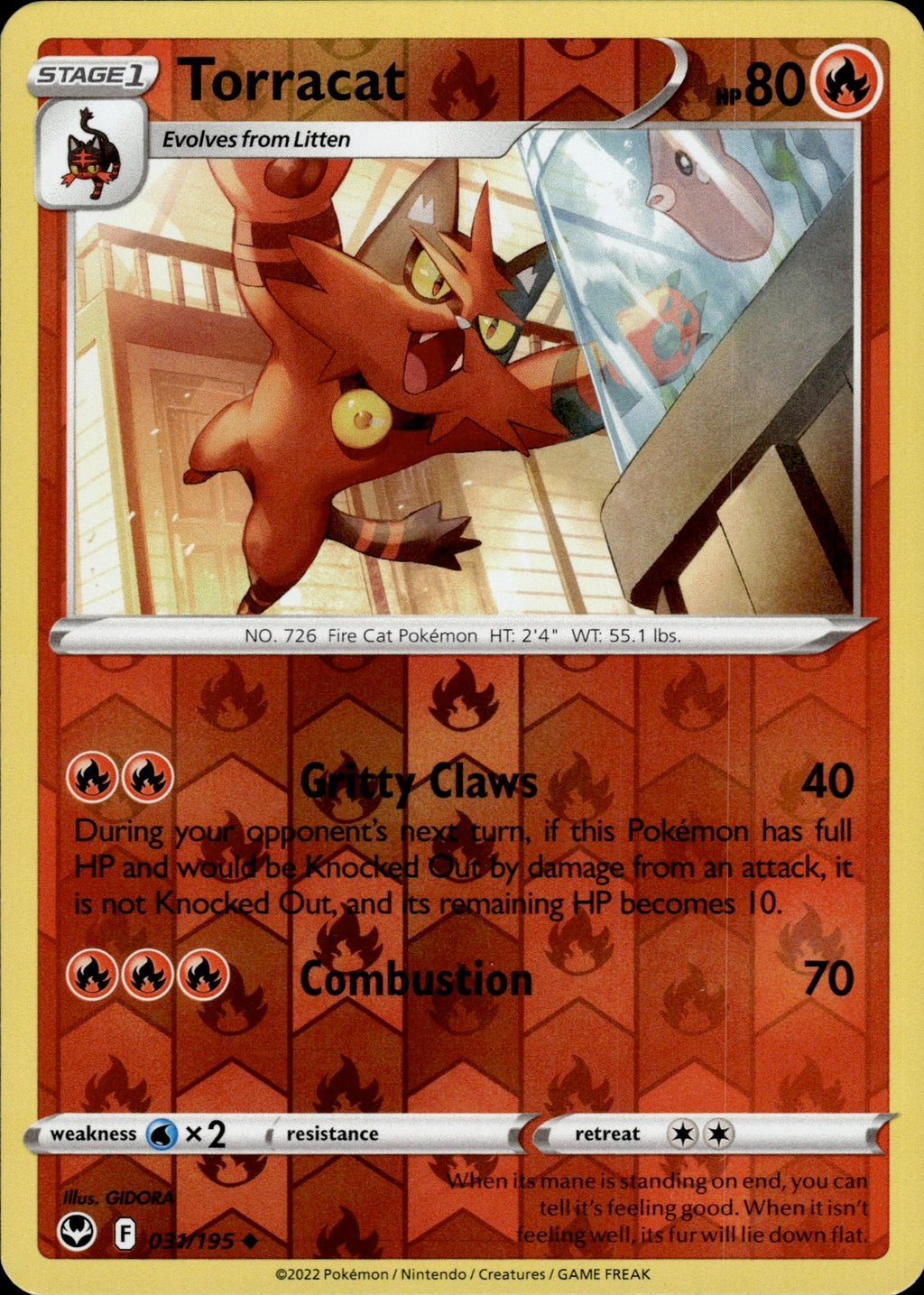 Torracat Reverse Holo Uncommon SWSH12: Silver Tempest 031/195 NM