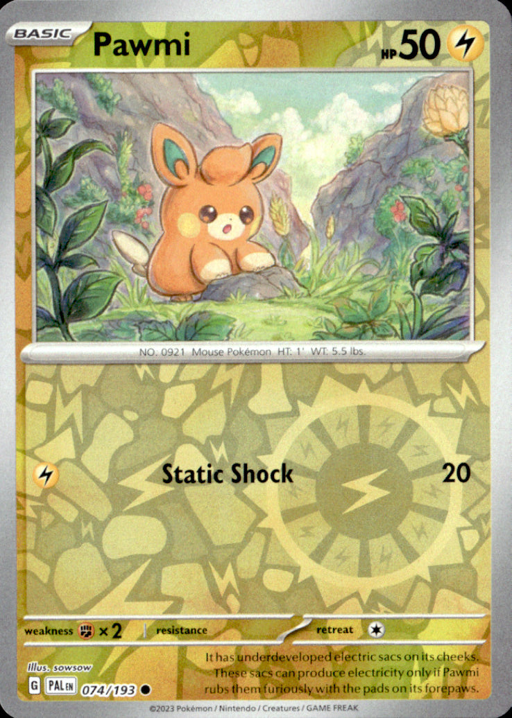 Pawmi Reverse Holo Common SV02: Paldea Evolved 074/193 NM