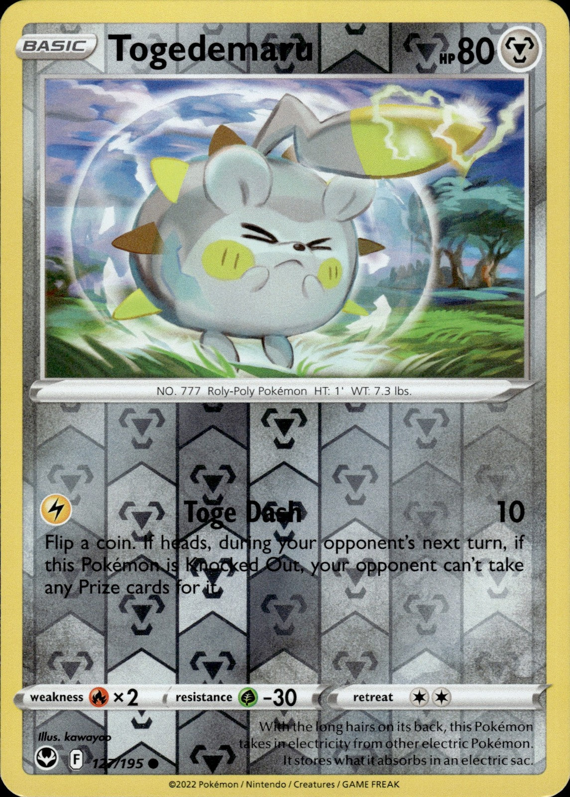 Togedemaru Reverse Holo Common SWSH12: Silver Tempest 127/195 NM