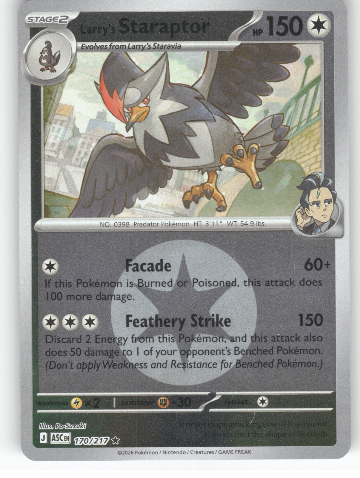 Larry's Staraptor - (Energy Symbol Pattern) Reverse Holo Rare ME: Ascended Heroes 170/217 NM