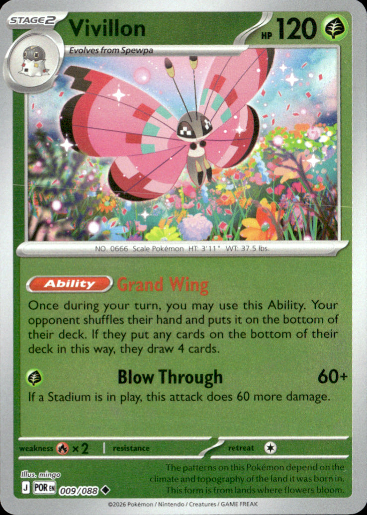 Vivillon Reverse Holo Uncommon ME03: Perfect Order 009/088 NM