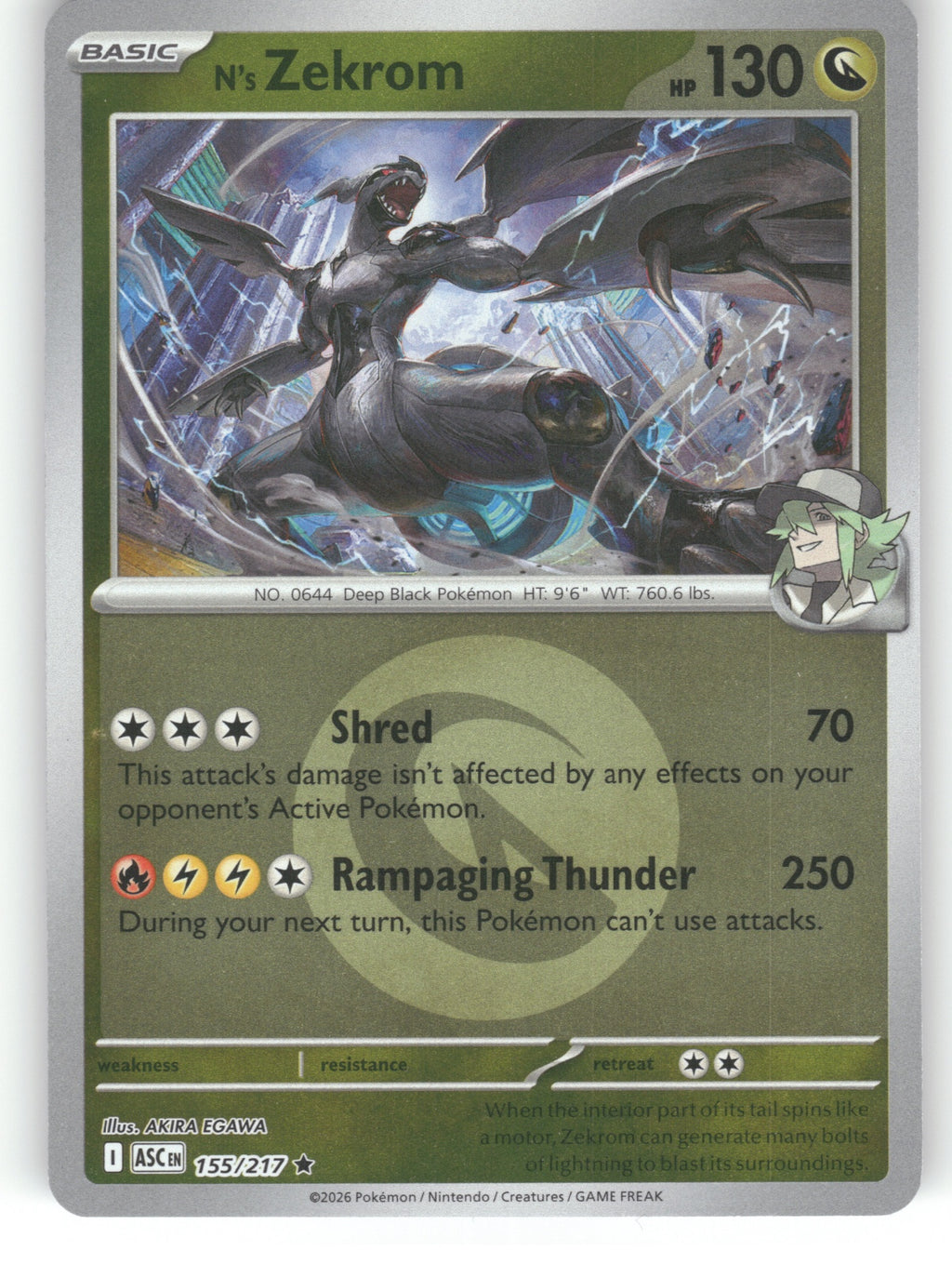N's Zekrom (Energy Symbol Pattern) Reverse Holo Rare ME: Ascended Heroes 155/217