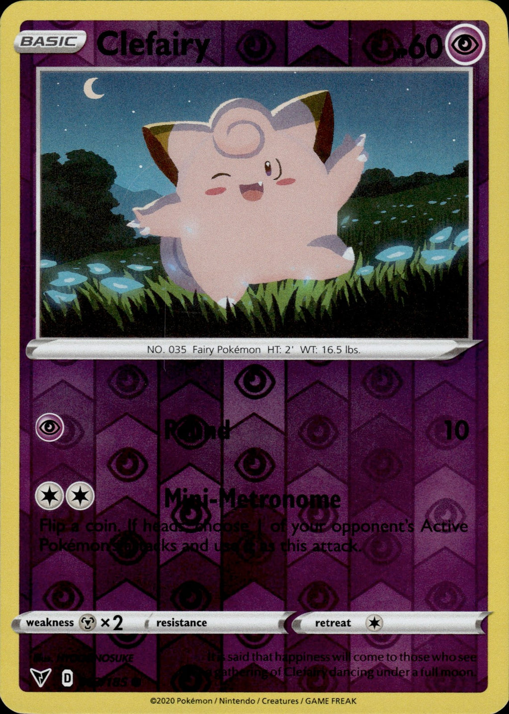 Clefairy Reverse Holo Common SWSH04: Vivid Voltage 063/185 NM