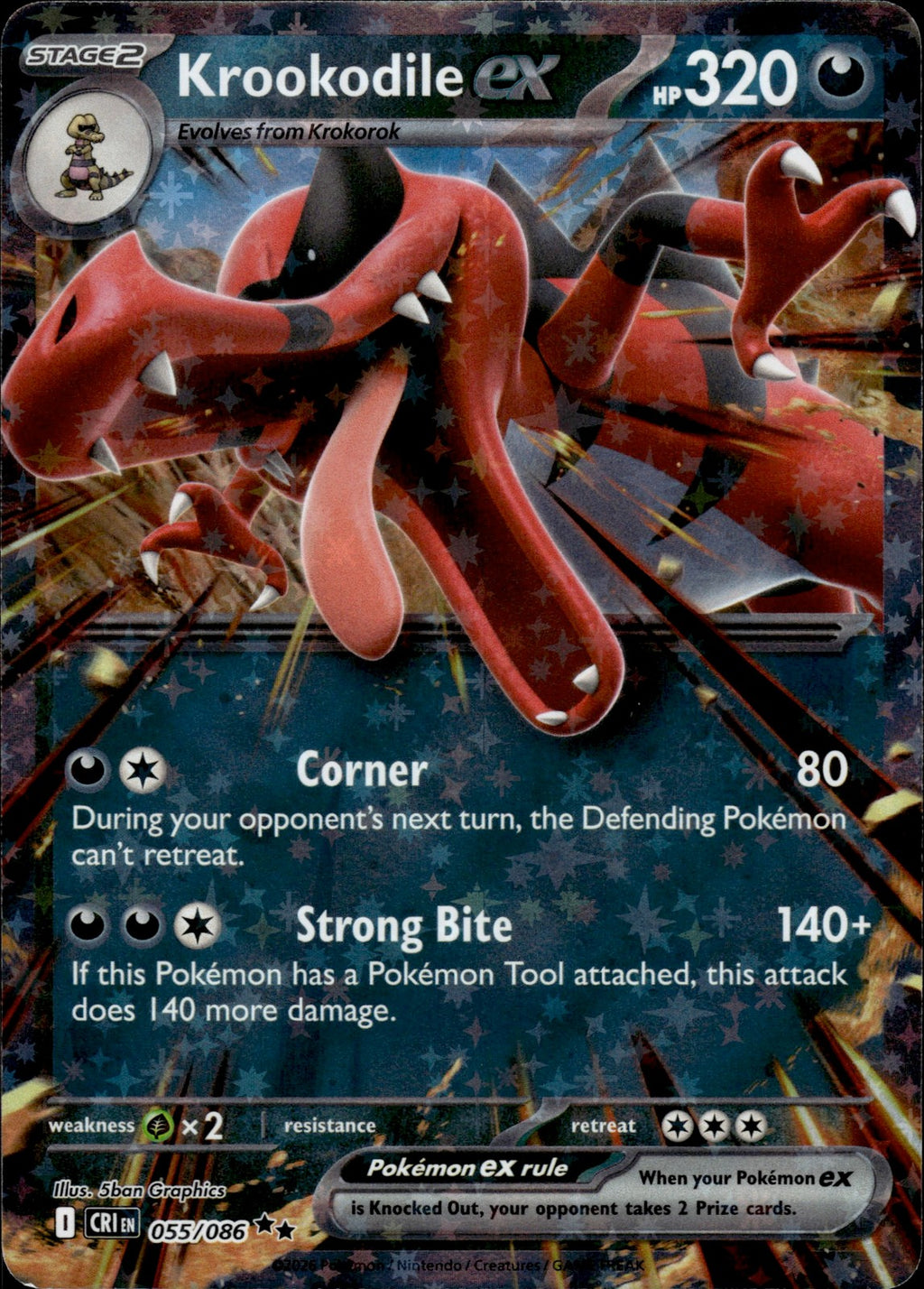 Krookodile ex Holo Double Rare ME04: Chaos Rising 055/086 NM