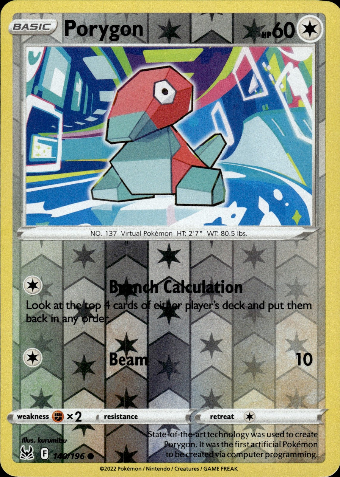 Porygon Reverse Holo Common SWSH11: Lost Origin 140/196 NM