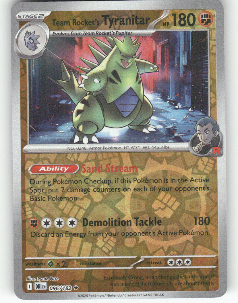 Team Rocket's Tyranitar Reverse Holo Rare SV10: Destined Rivals 096/182 NM
