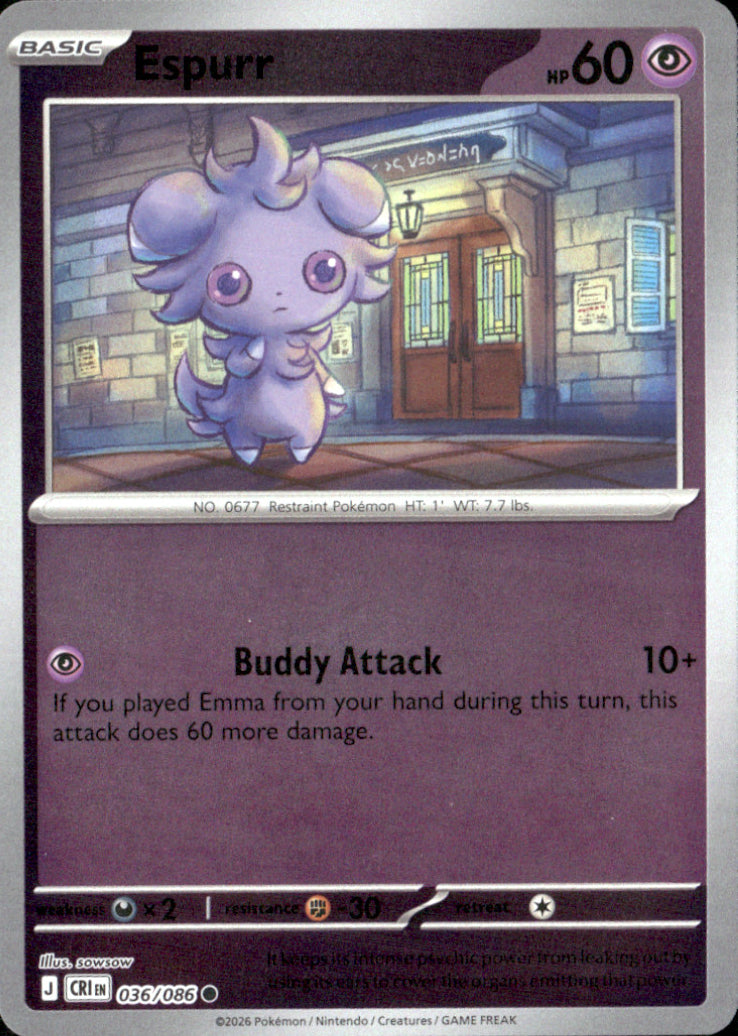 Espurr Reverse Holo Common ME04: Chaos Rising 036/086 NM