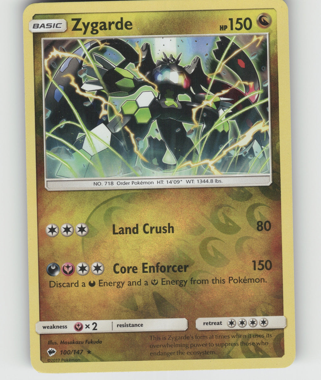 Zygarde Reverse Holo Holo Rare SM - Burning Shadows 100/147 NM