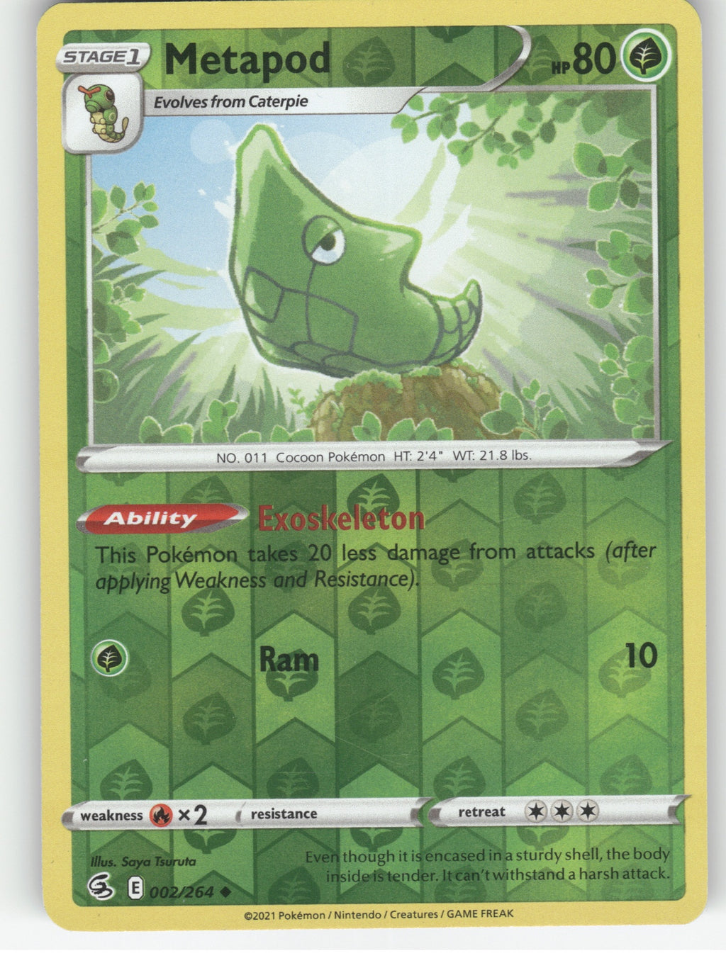 Metapod Reverse Holo Uncommon SWSH08: Fusion Strike 002/264 NM