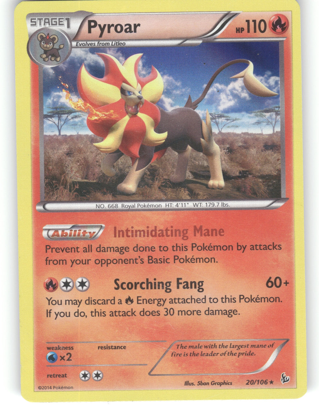Pyroar Holo Rare XY - Flashfire 20/106 NM