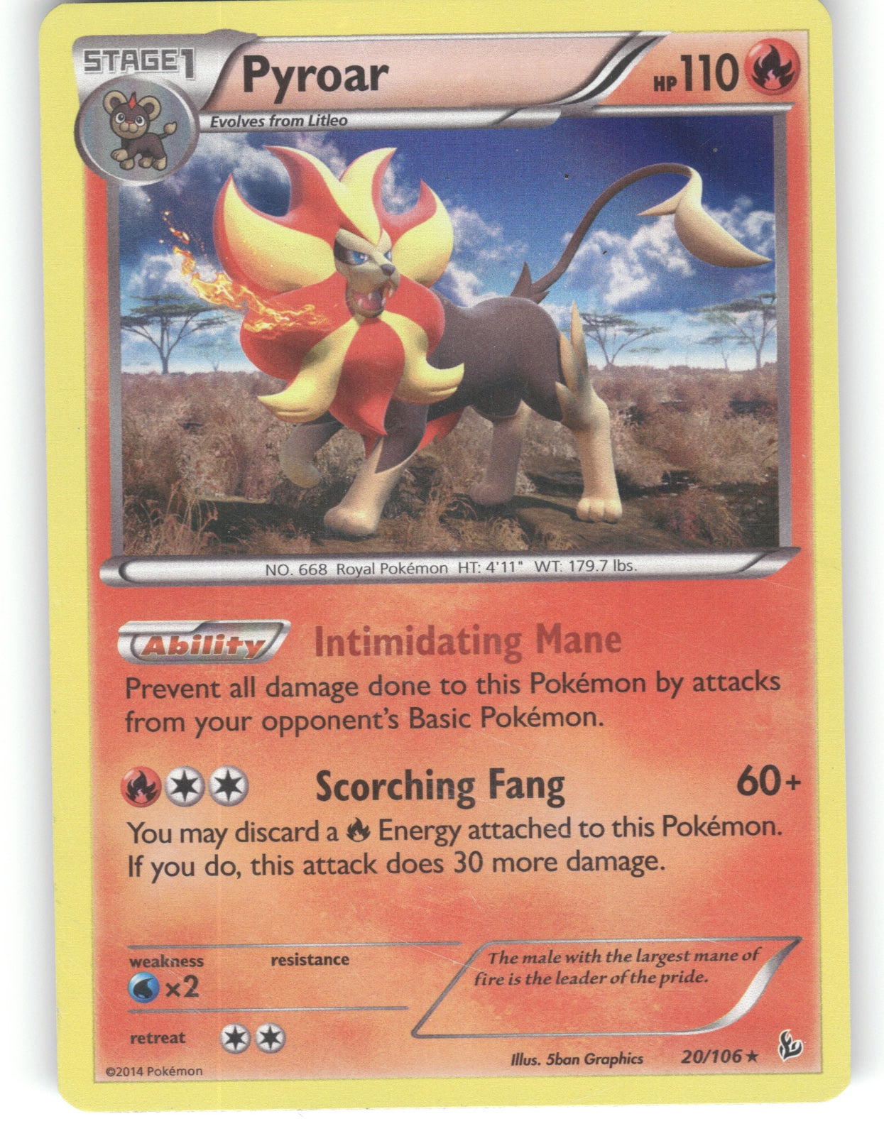 Pyroar Holo Rare XY - Flashfire 20/106 NM