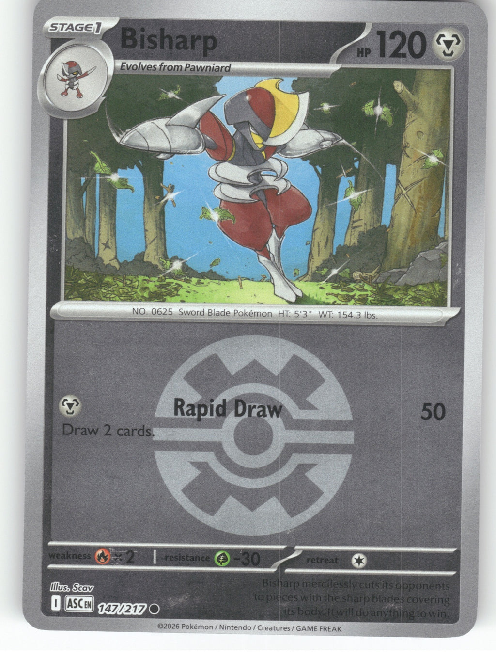 Bisharp (Quick Ball) Reverse Holo Common ME: Ascended Heroes 147/217 NM