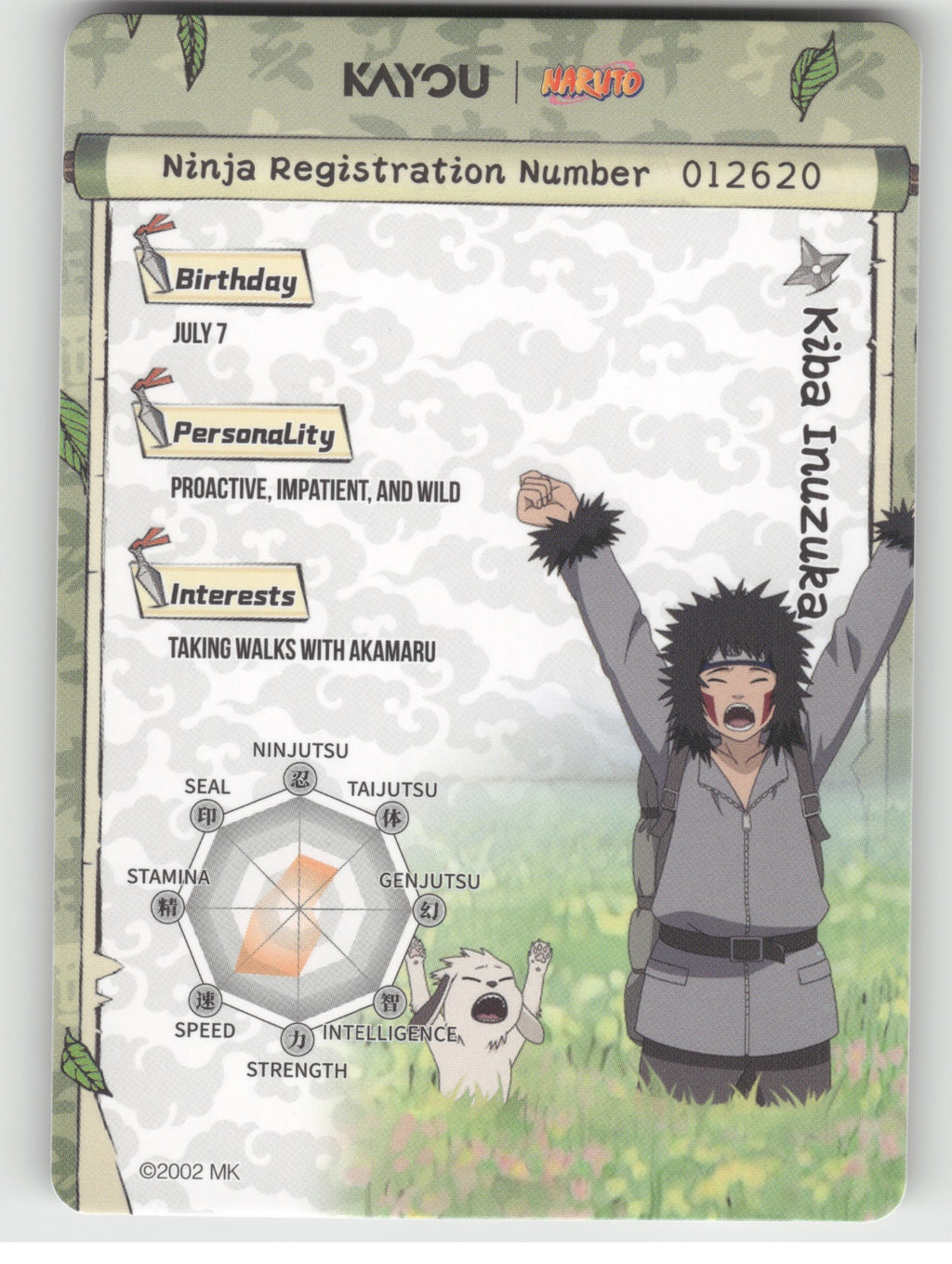 Kiba Inuzuka Base SR Earth Scroll Series 2 010L2 NM back