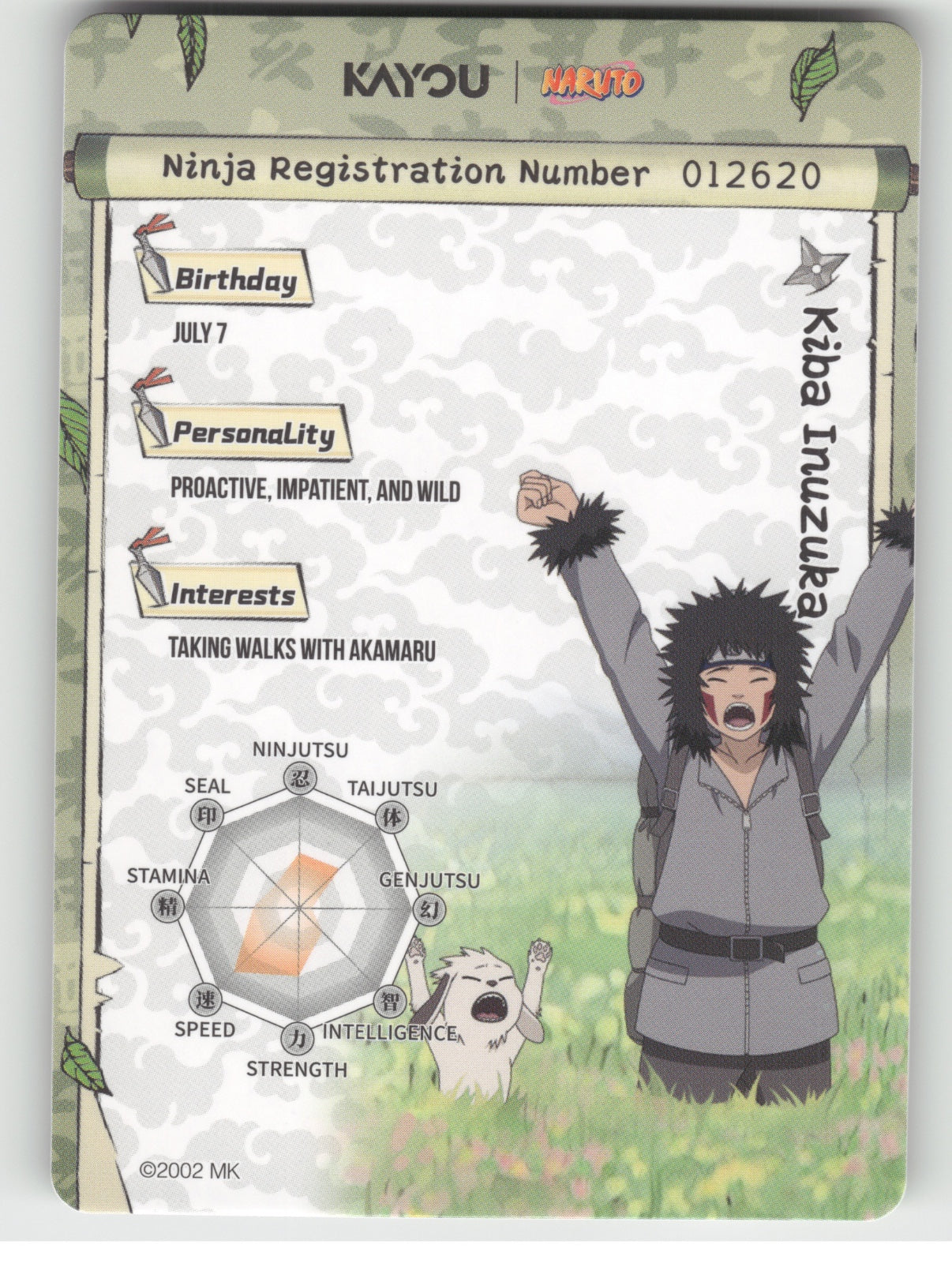 Kiba Inuzuka Base SR Earth Scroll Series 2 010L2 NM back