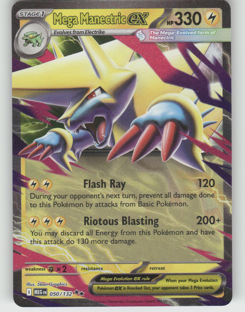Mega Manectric ex Holo Double Rare ME01: Mega Evolution 050/132 NM