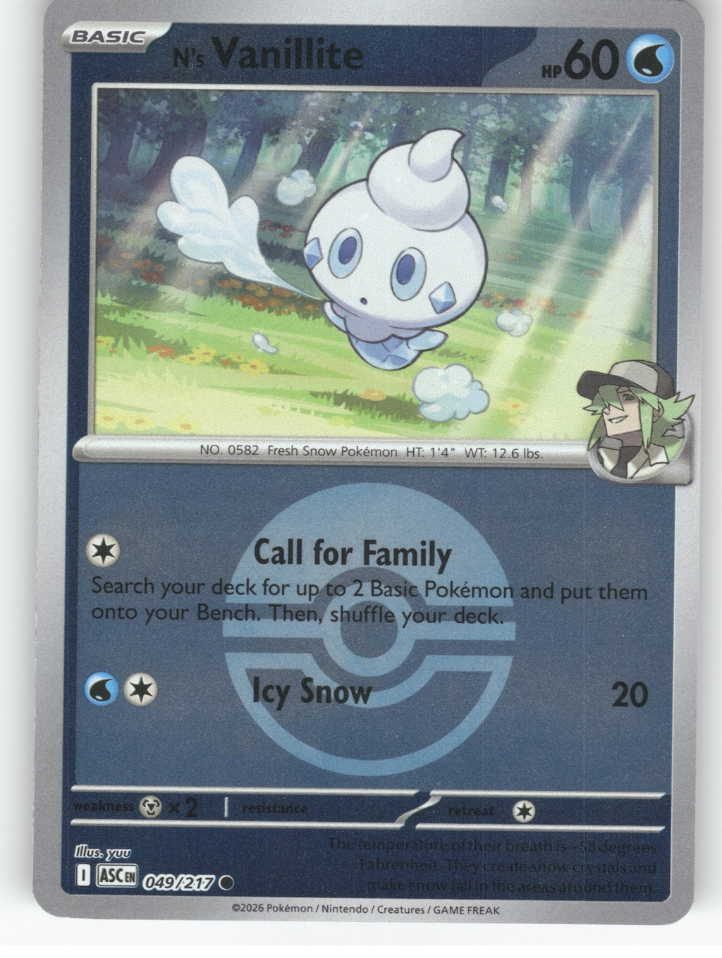 N's Vanillite (Poke Ball) Reverse Holo Common ME: Ascended Heroes 049/217 NM