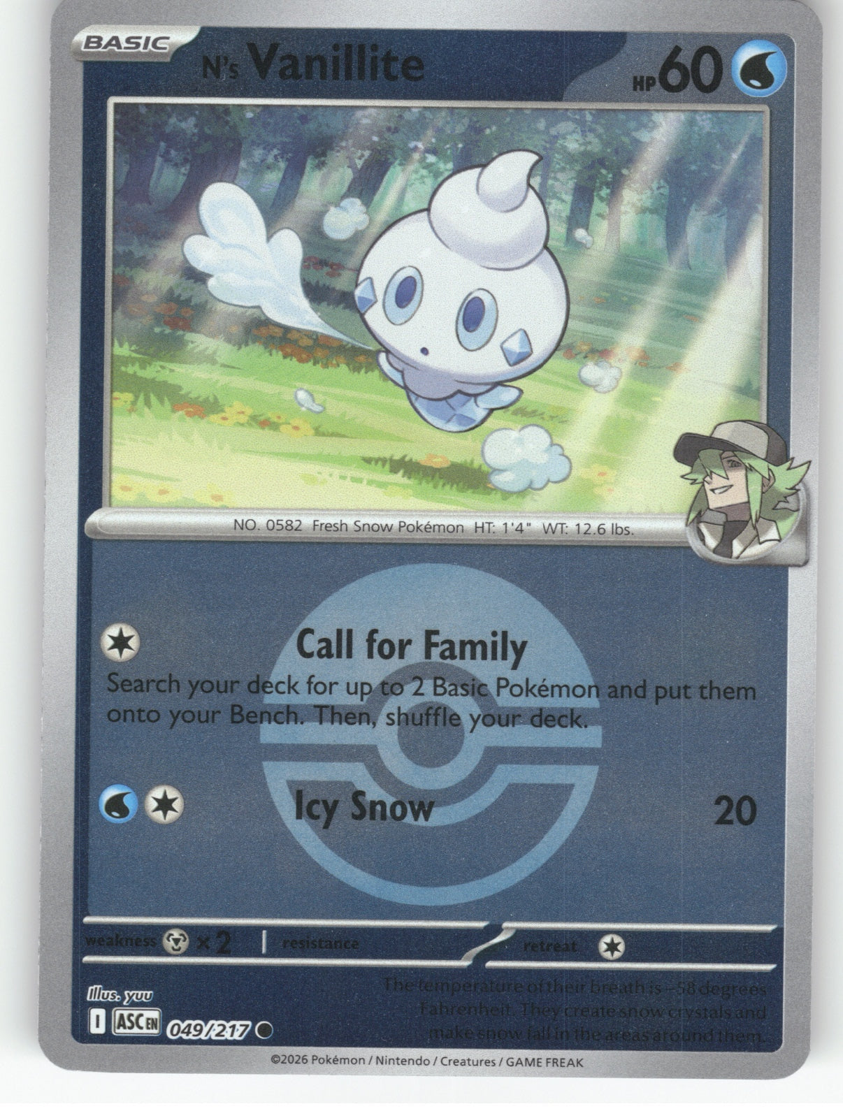 N's Vanillite (Poke Ball) Reverse Holo Common ME: Ascended Heroes 049/217 NM
