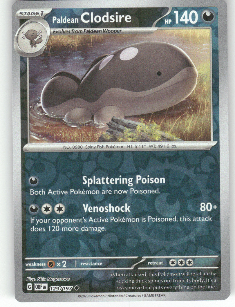 Paldean Clodsire Reverse Holo Uncommon SV03: Obsidian Flames 129/197 NM