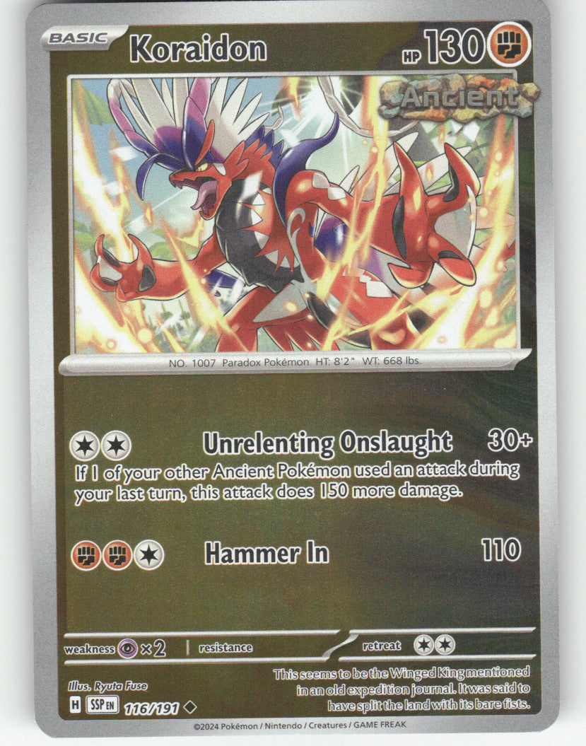 Koraidon Reverse Holo Uncommon SV08: Surging Sparks 116/191 NM