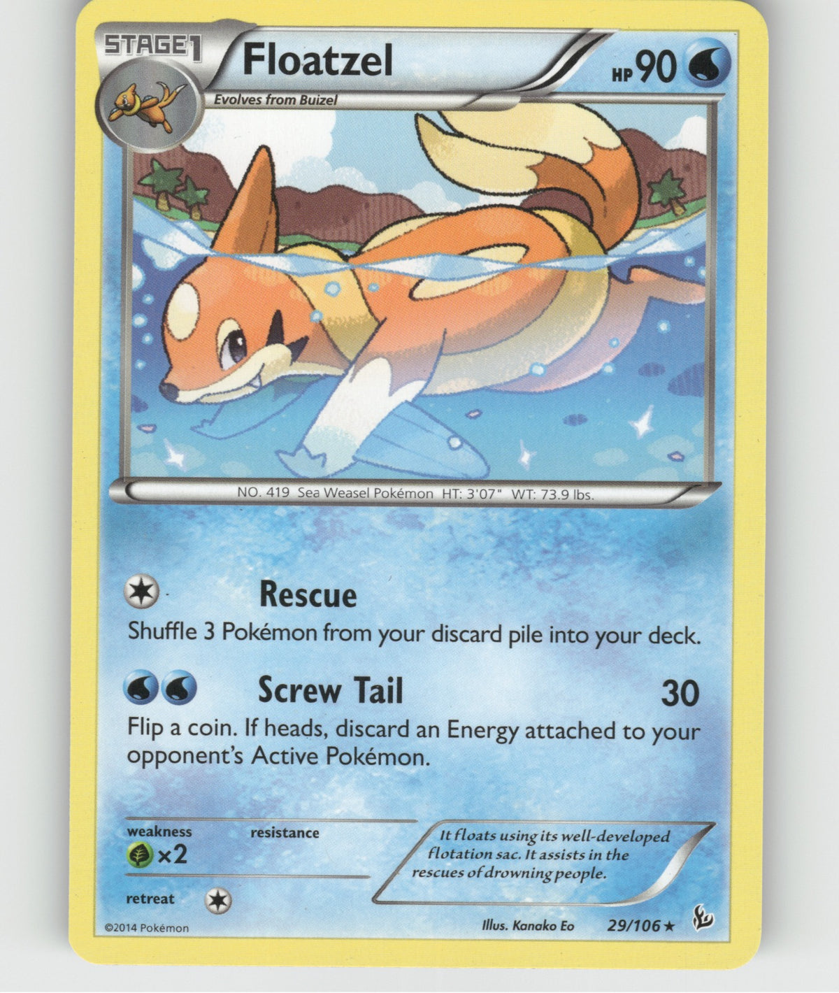 Floatzel Rare XY - Flashfire 29/106 NM