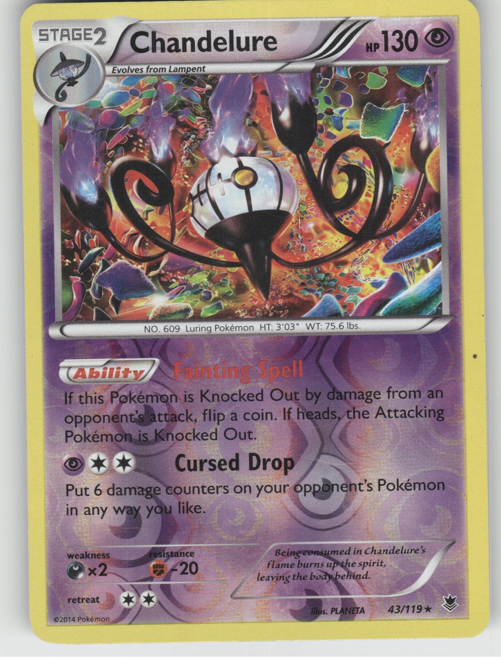 Chandelure Reverse Holo Holo Rare XY - Phantom Forces 43/119 NM