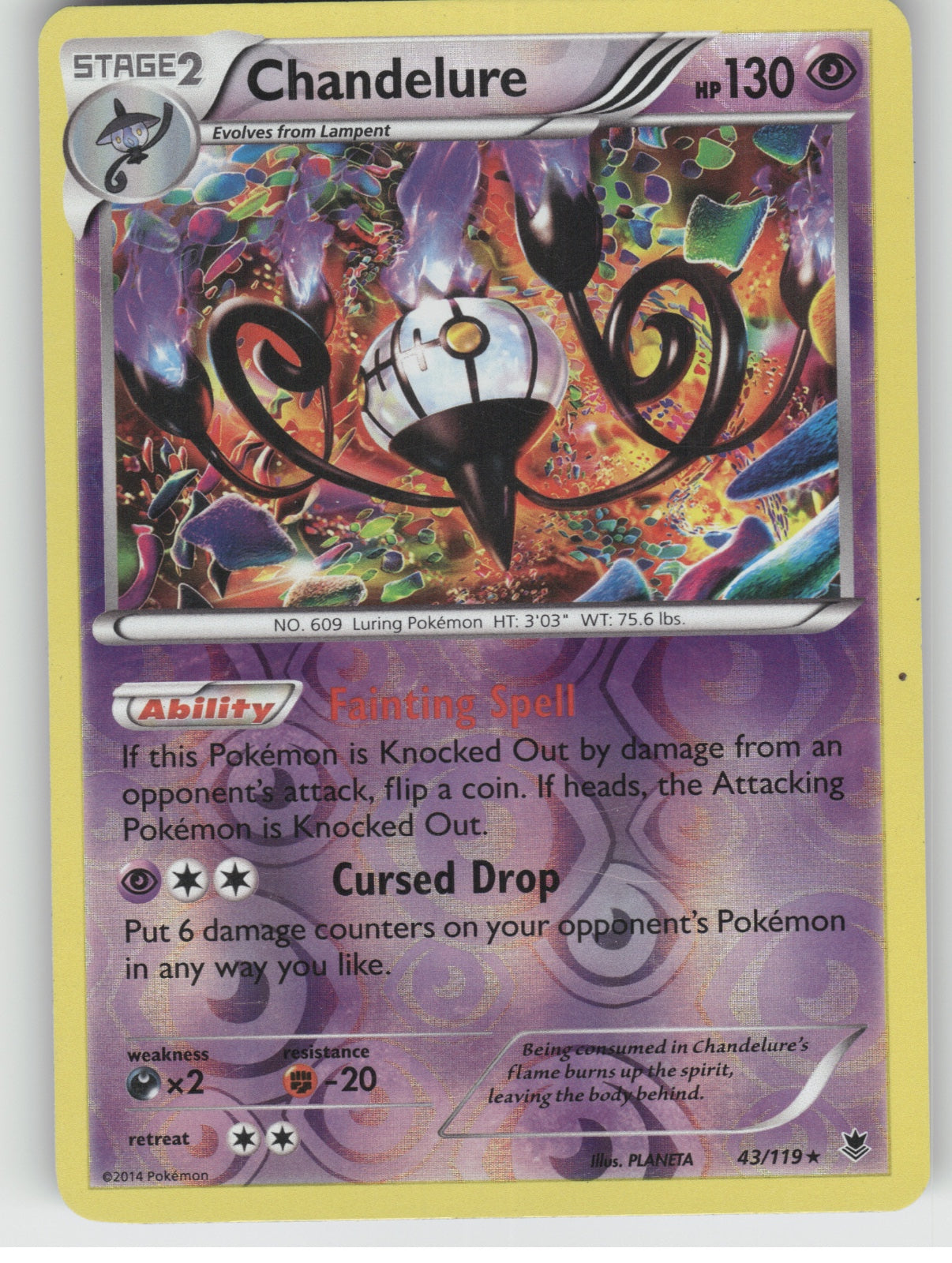 Chandelure Reverse Holo Holo Rare XY - Phantom Forces 43/119 NM