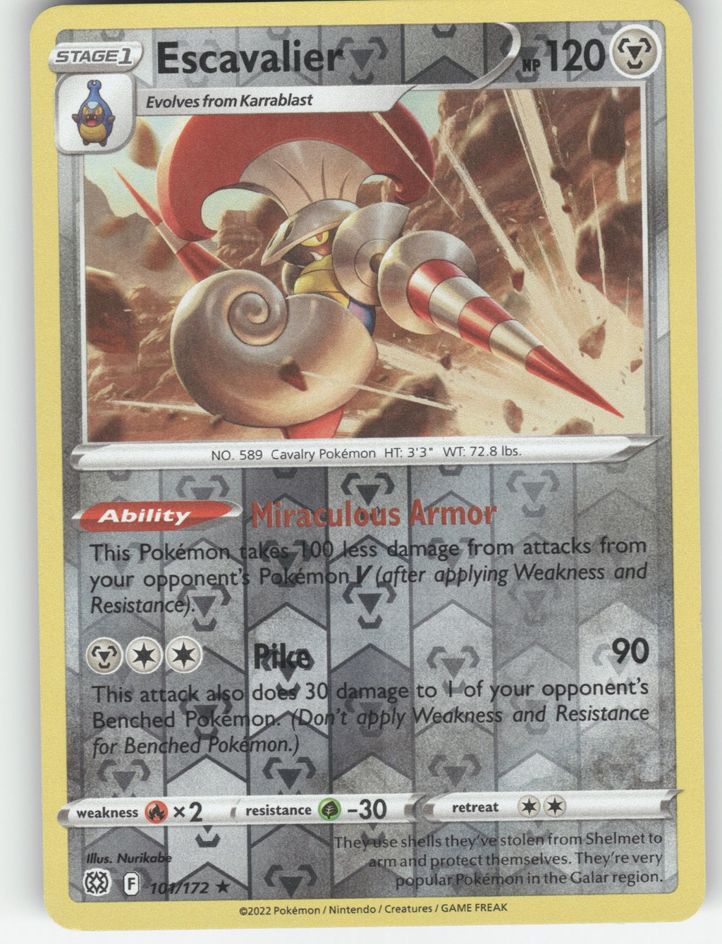 Escavalier Reverse Holo Rare SWSH09: Brilliant Stars 101/172 NM