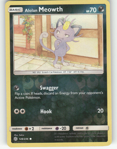Alolan Meowth Reverse Holo Common SM - Cosmic Eclipse 128/236 NM