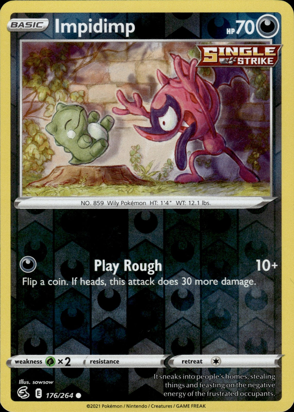 Impidimp Reverse Holo Common SWSH08: Fusion Strike 176/264 NM