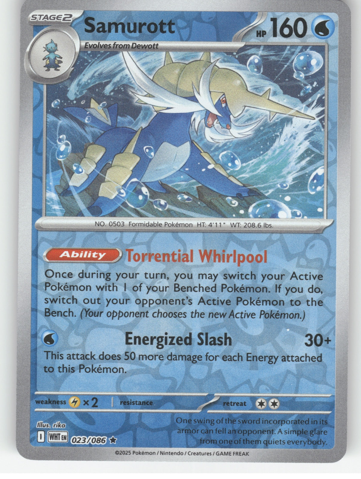 Samurott Reverse Holo Rare SV: White Flare 023/086 NM