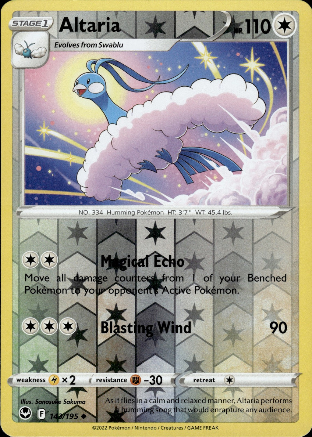 Altaria Reverse Holo Uncommon SWSH12: Silver Tempest 143/195 NM