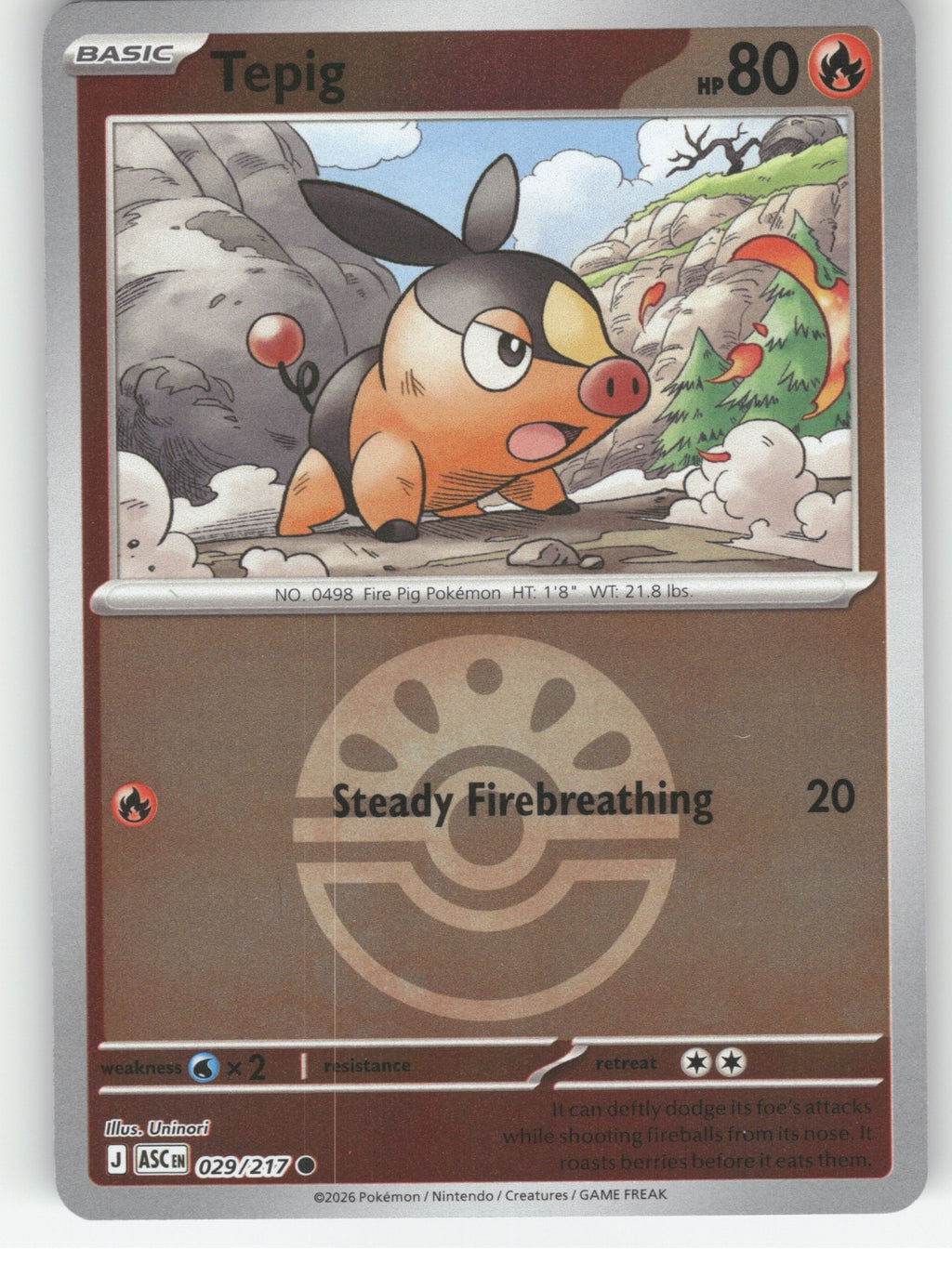 Tepig (Friend Ball) Reverse Holo Common ME: Ascended Heroes 029/217 NM
