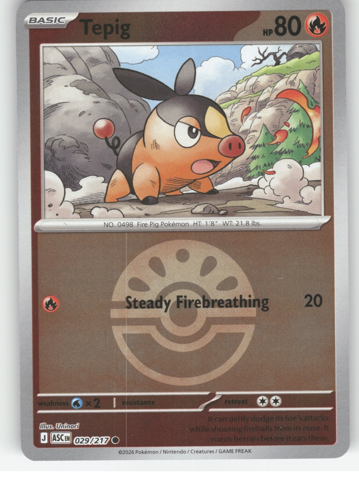 Tepig (Friend Ball) Reverse Holo Common ME: Ascended Heroes 029/217 NM