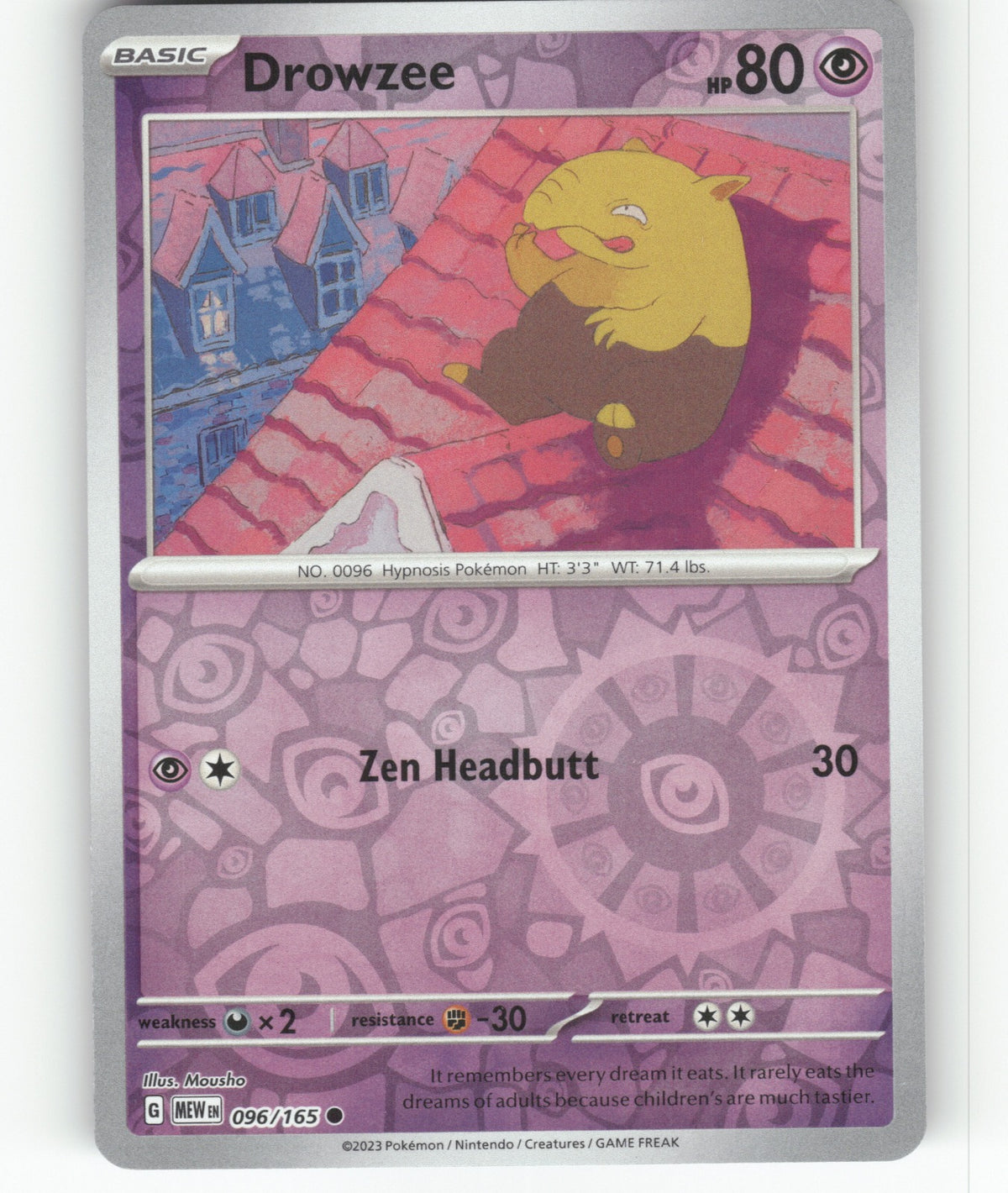 Drowzee Reverse Holo Common SV: Scarlet & Violet 151 096/165 NM