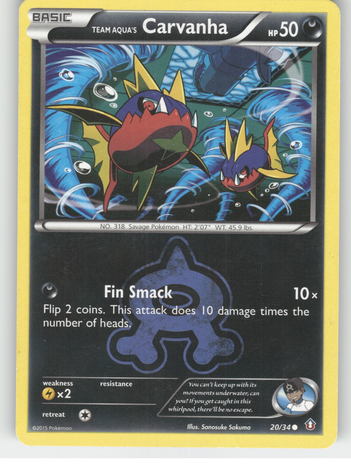 Team Aqua's Carvanha Common Double Crisis 20/34 NM