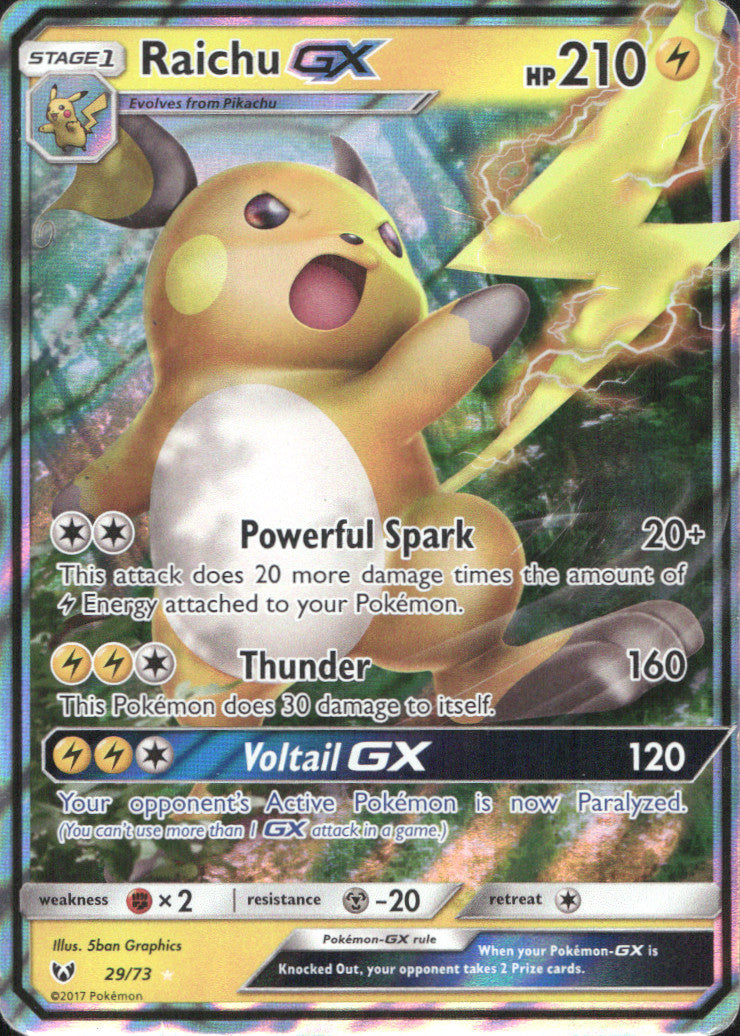 Raichu GX Holo Ultra Rare Shining Legends 29/73 NM