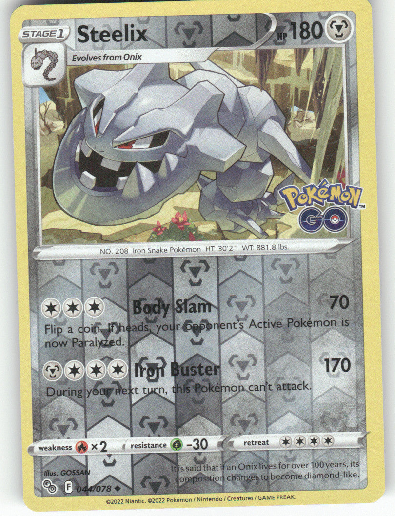 Steelix Reverse Holo Uncommon Pokemon GO 044/078 NM