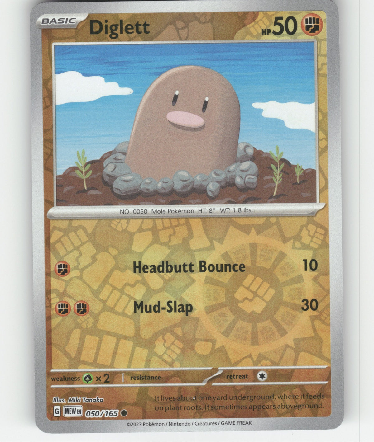 Diglett Reverse Holo Common SV: Scarlet & Violet 151 050/165 NM