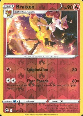 Braixen 2022 Silver Tempest #026/195 Near Mint