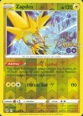 Zapdos 2022 Pokemon GO #029/078 Near Mint